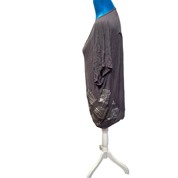 H&M geometric pattern shirt gray size medium oversized short sleeve - Picture 4 of 5